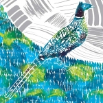 pheasant card blue
